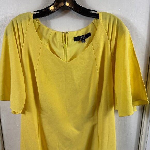 Alex Marie Yellow Flutter Sleeve Sheath Dress Women’s Size 16 - Picture 3 of 9